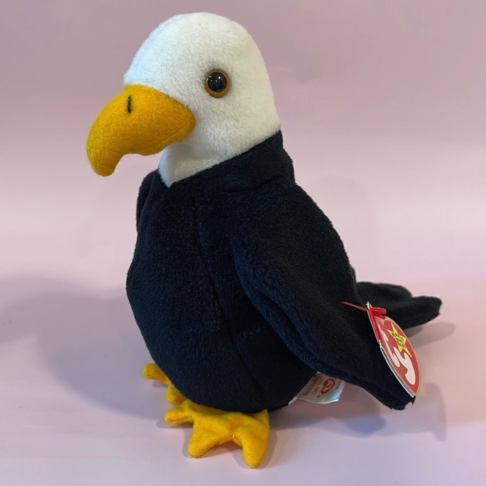 Baldy The Bald Eagle 1996 Ty Beanie Baby PVC Pellets Vintage ear and Tush Tags
